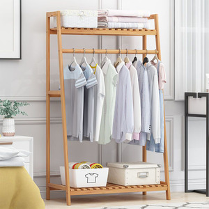 Solid Wood Coat Rack with Two Shelves