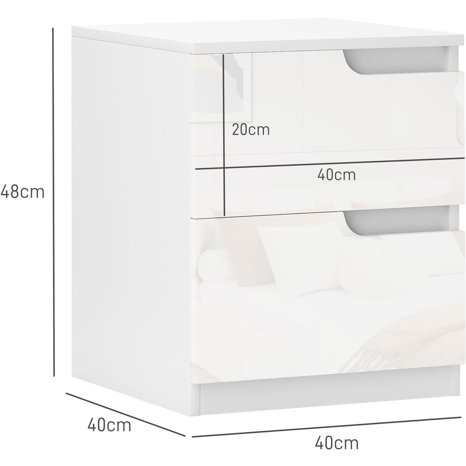 Homcom Bedside Table Modern Side Table With Storage - White