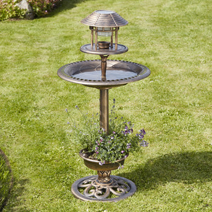 Bird Hotel with Solar Light and Bird Bath