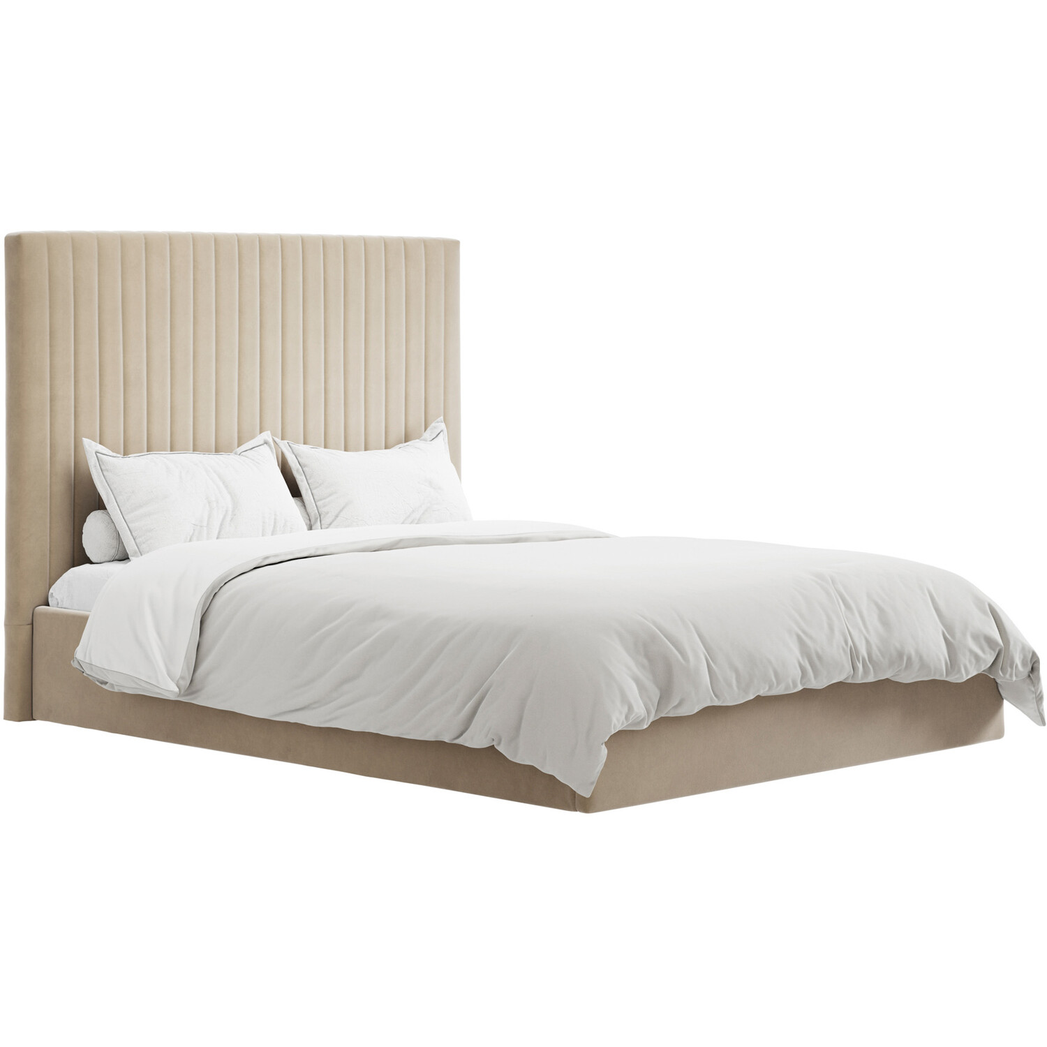 Berlin Tall Ottoman Bed - Beige Superking