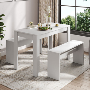 3 Piece Contemporary Dining Table and Bench Set