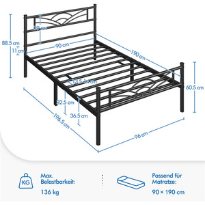Black / Single Metal Bed Frame with Cloud Design shot 7824430