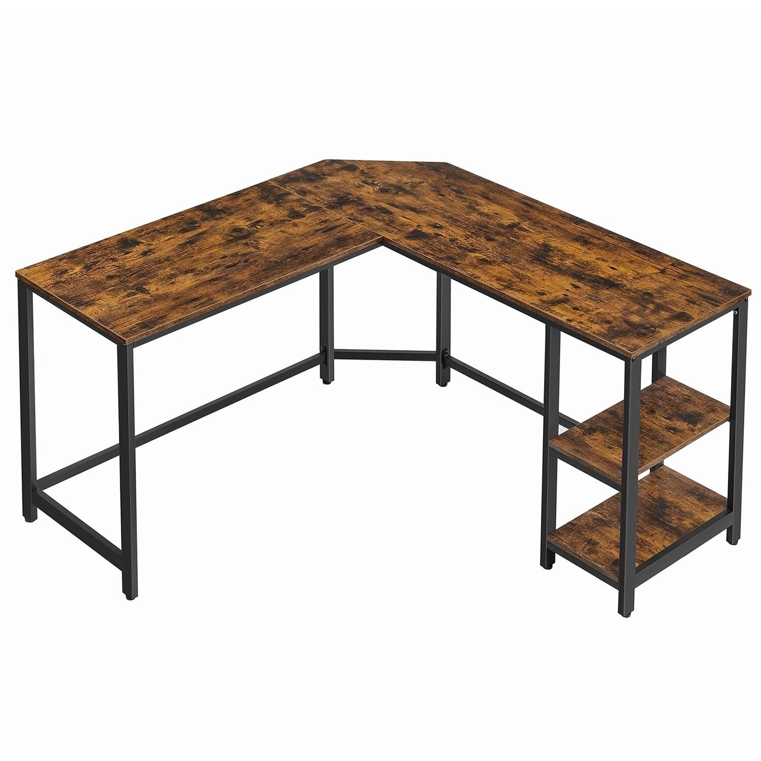 L-shaped Desk With Storage - Brown