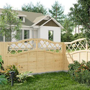 Wooden Garden Fence Panel with Lattice Top