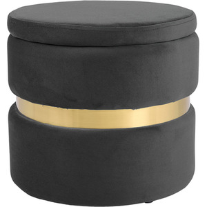 Upholstered Storage Ottoman with Gold Trim