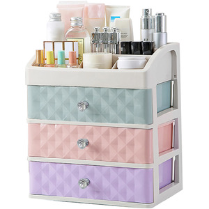 Makeup Storage Box Plastic Organizer with 3 Drawers