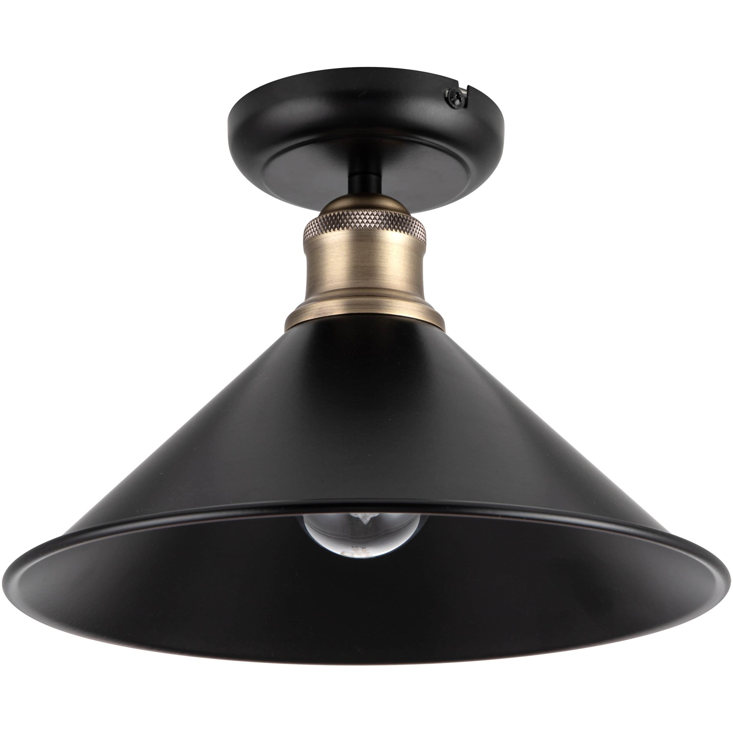 Cosylyte Bowley Industrial Ceiling Flush Light - Matt Black