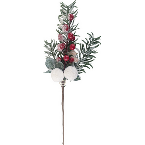 Artificial Christmas Frosted Berry and Foliage Pick