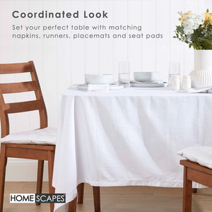 White Plain Cotton Round Tablecloth shot 9903447