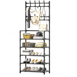 Livingandhome 5-Tier Shoe Rack with Coat Hanger