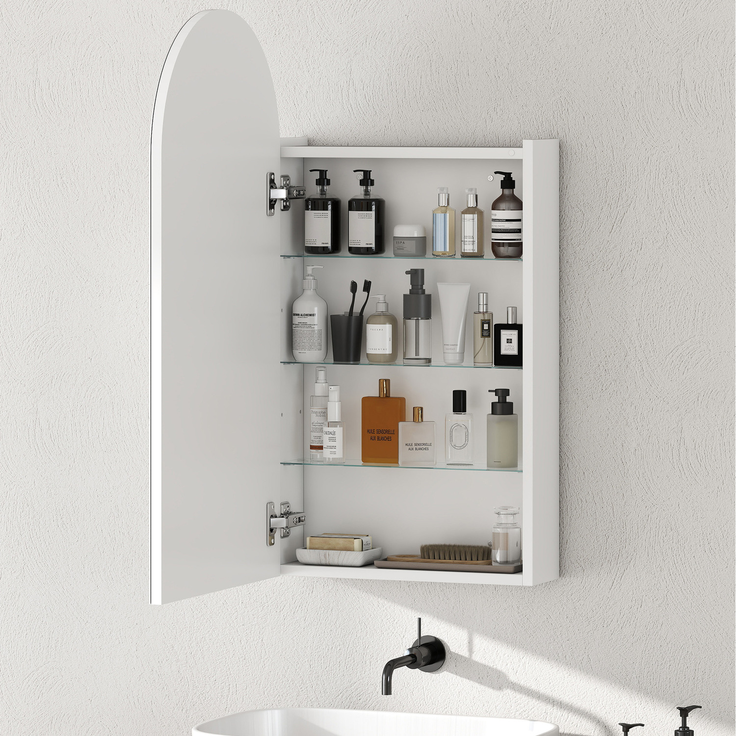 Homcom Bathroom Mirror Cabinet With Adjustable Glass Shelves - White