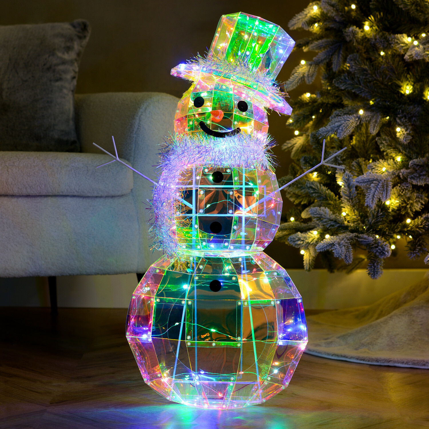 Iridescent LED Half Snowman