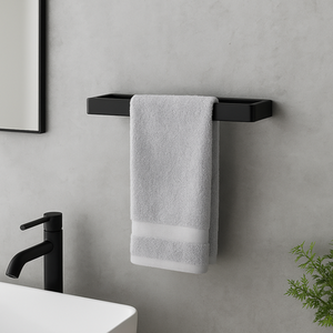 Wall Mounted Black Rectangle Towel Holder 30cm