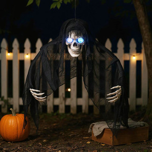 Halloween Hanging Skull with LED Eyes