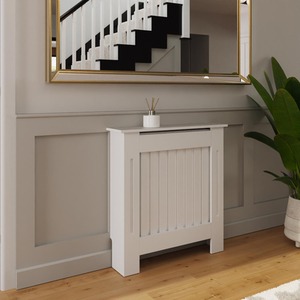 Vertical Slat MDF White Radiator Cover Elegant Home Decor Solution