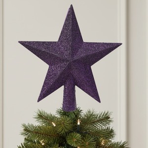 Fig Purple Christmas Tree Topper Star Purple Glitter Decoration 19cm