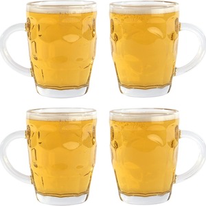Traditional Glass Beer Tankards - Set of 4