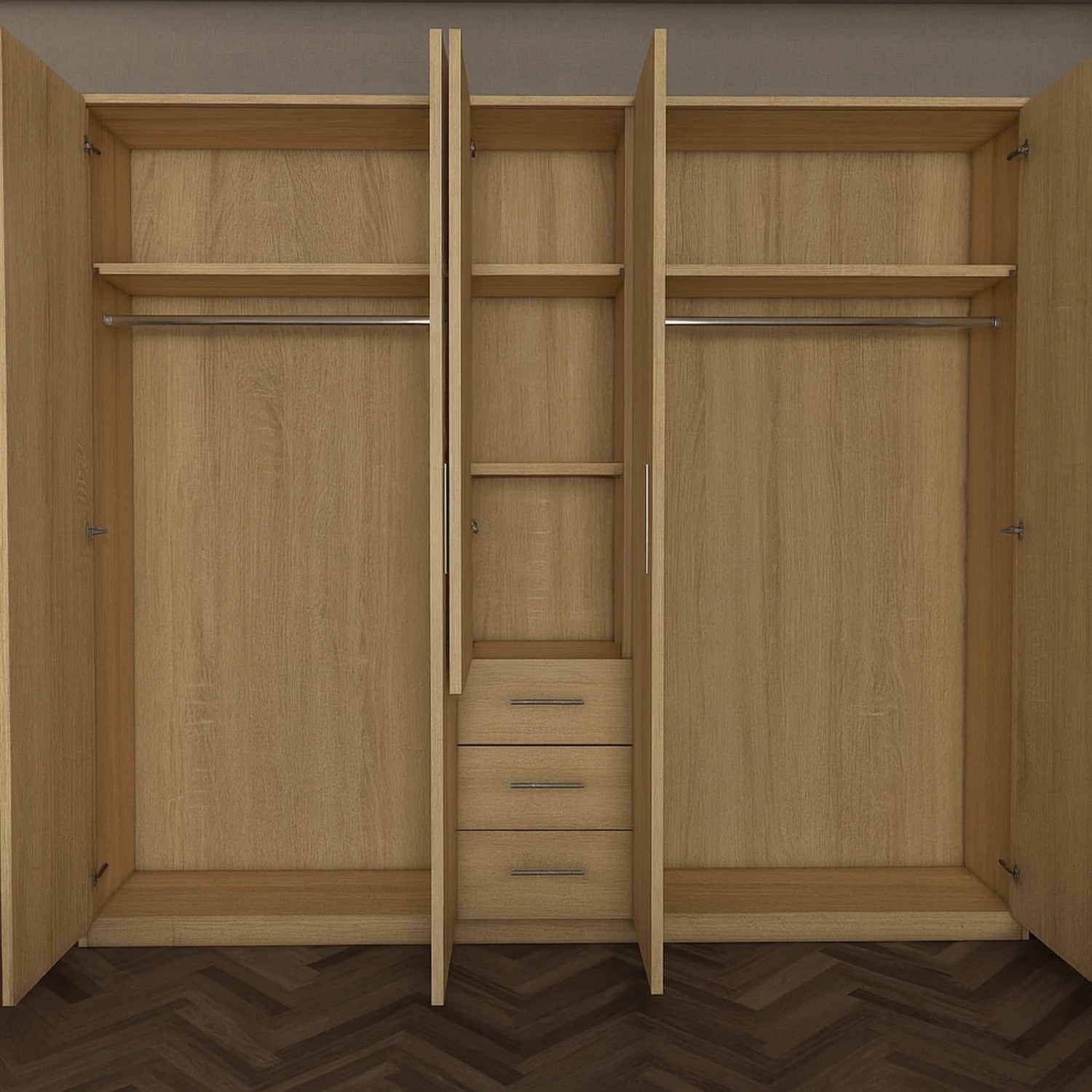 5 Door 3 Drawers Venice Wardrobe - Oak