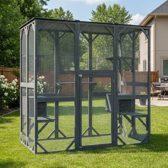 PawHaven Outdoor Large Wooden Cat Enclosure Cat House Cat Playpen