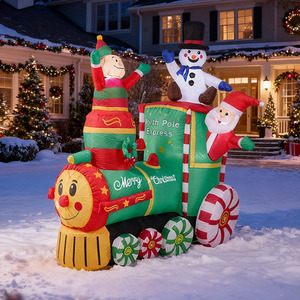 Polar Express Christmas Inflatable with Festive Characters