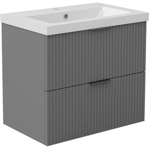 600mm Grey Bathroom Vanity Unit with Resin Sink 2 Drawers
