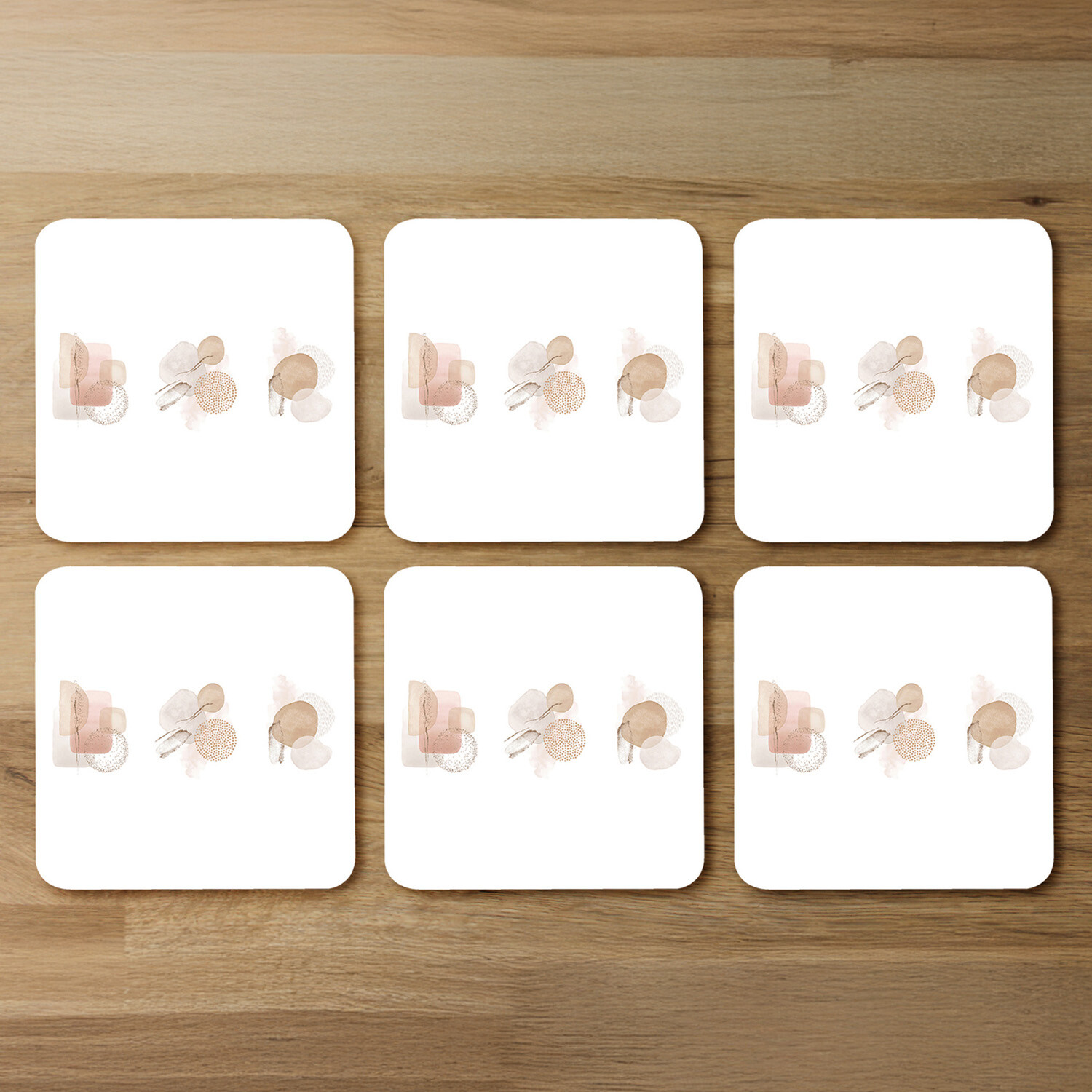 Beige watercolor Illustration and gold elements Designer Coaster Set - White