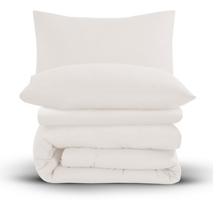 Cream / King Soft Touch Plain Microfibre Duvet Cover and Pillowcase Set shot 11859774