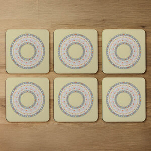 Yellow Circle Ornament Round Frame Coaster