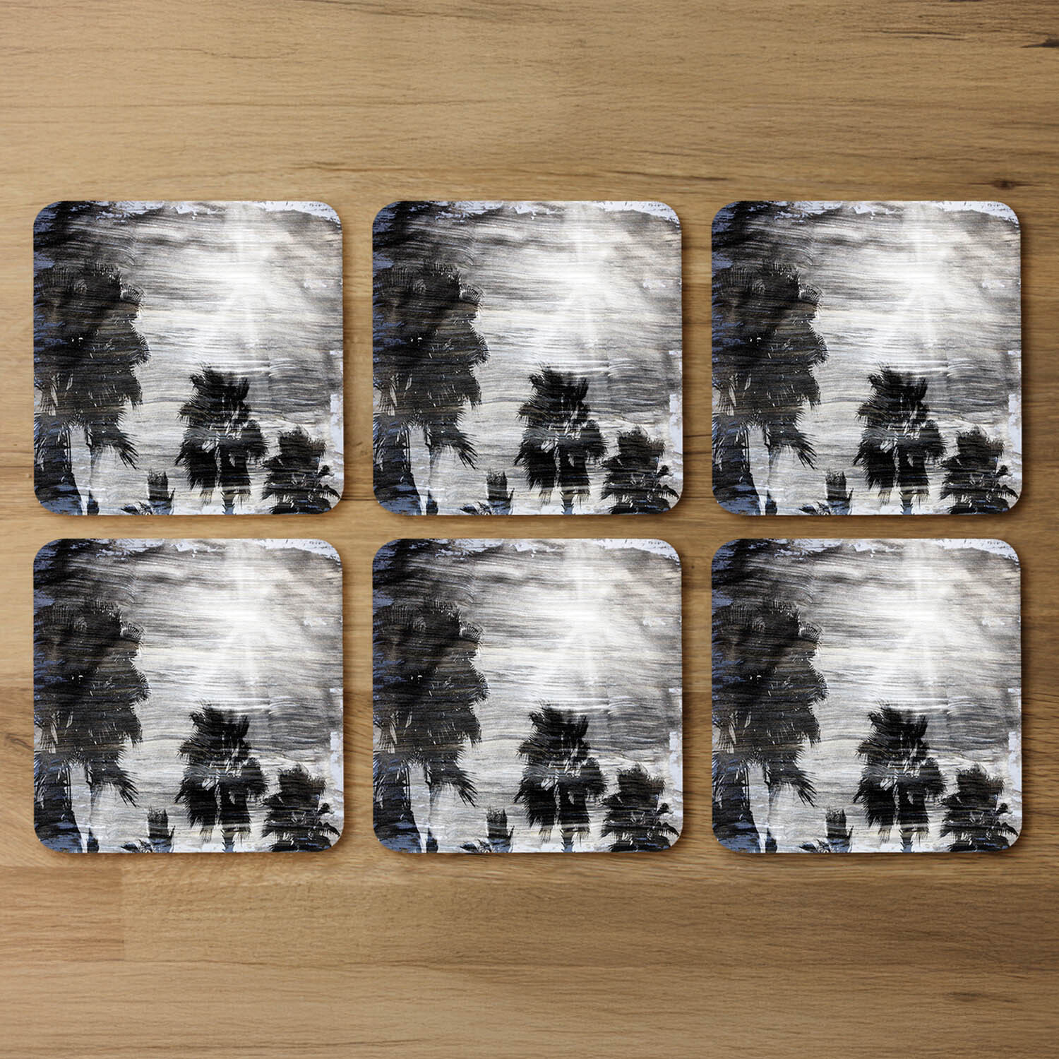 Silver And Black Palm Coaster - Black
