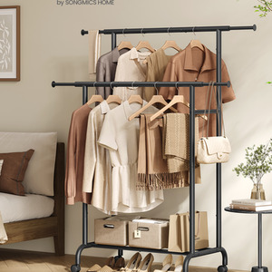 Clothes Rail, Double Clothes Rack on Wheels