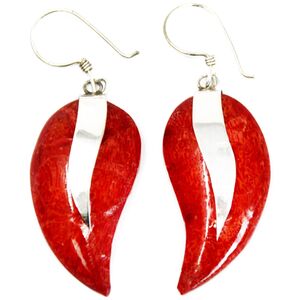 Elegant 925 Silver Coral Earrings from Bali