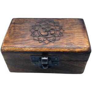 Wooden Pill Box Carved Designs Assorted