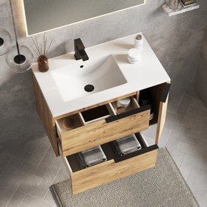 Celtic Duo 800mm Wall Hung Vanity Unit with Lira Basin-Ostippo Oak