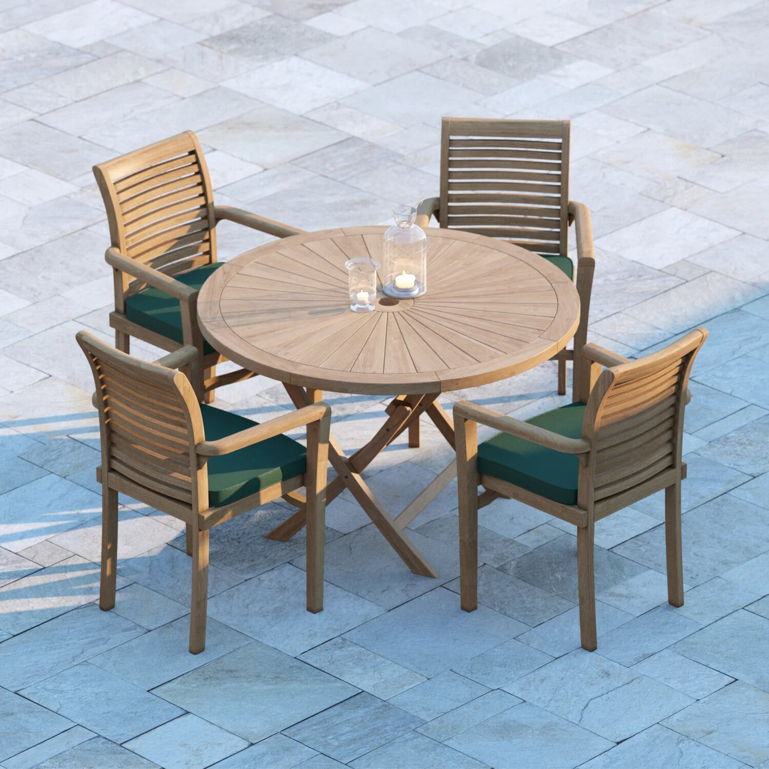 Stratford Teak Garden Dining Table And 8 Seat Chair Set - Teak Table 8 Chairs Black Cushions