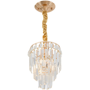 Exquisite Crystal Pendant Light with Frame and Lampshade