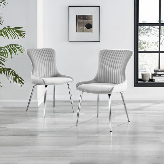 Nora Dining Chairs - Modern Dining Chairs Silver x2