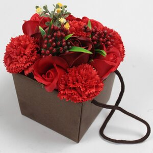 Luxury Soap Flower Bouquet with Red Roses Carnations Romantic Gift