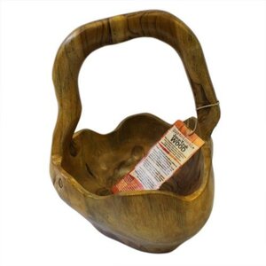Hand Carved Teak Root Bowl Unique Natural Art Display Food Use