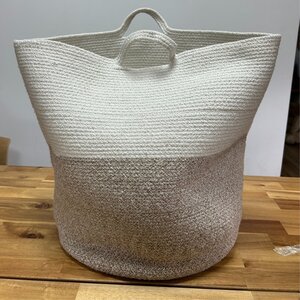 Cotton Rope Laundry Storage Basket Beige Durable Stylish