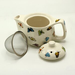 Small Butterfly Herbal Teapot Ceramic Personal Tea Brewer