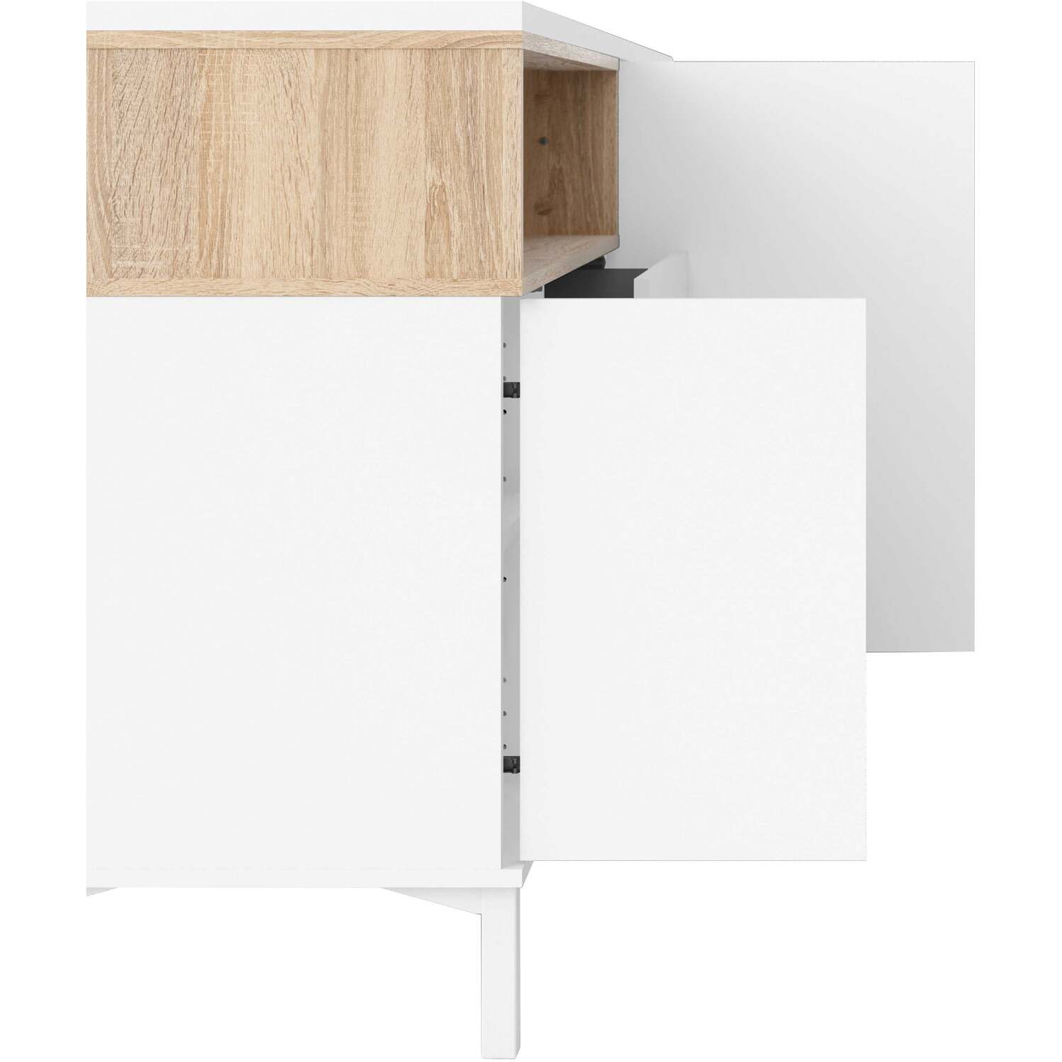 Indigo Sideboard - 3 Drawers, 3 Doors, White and Natural Oak Effect - Natural
