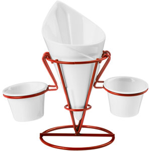 Hollywood French Fry Cone With 2 Dip Dishes And Metal Stand