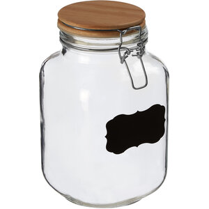 Grocer Glass Storage Jar with Wooden Lid 2000ml