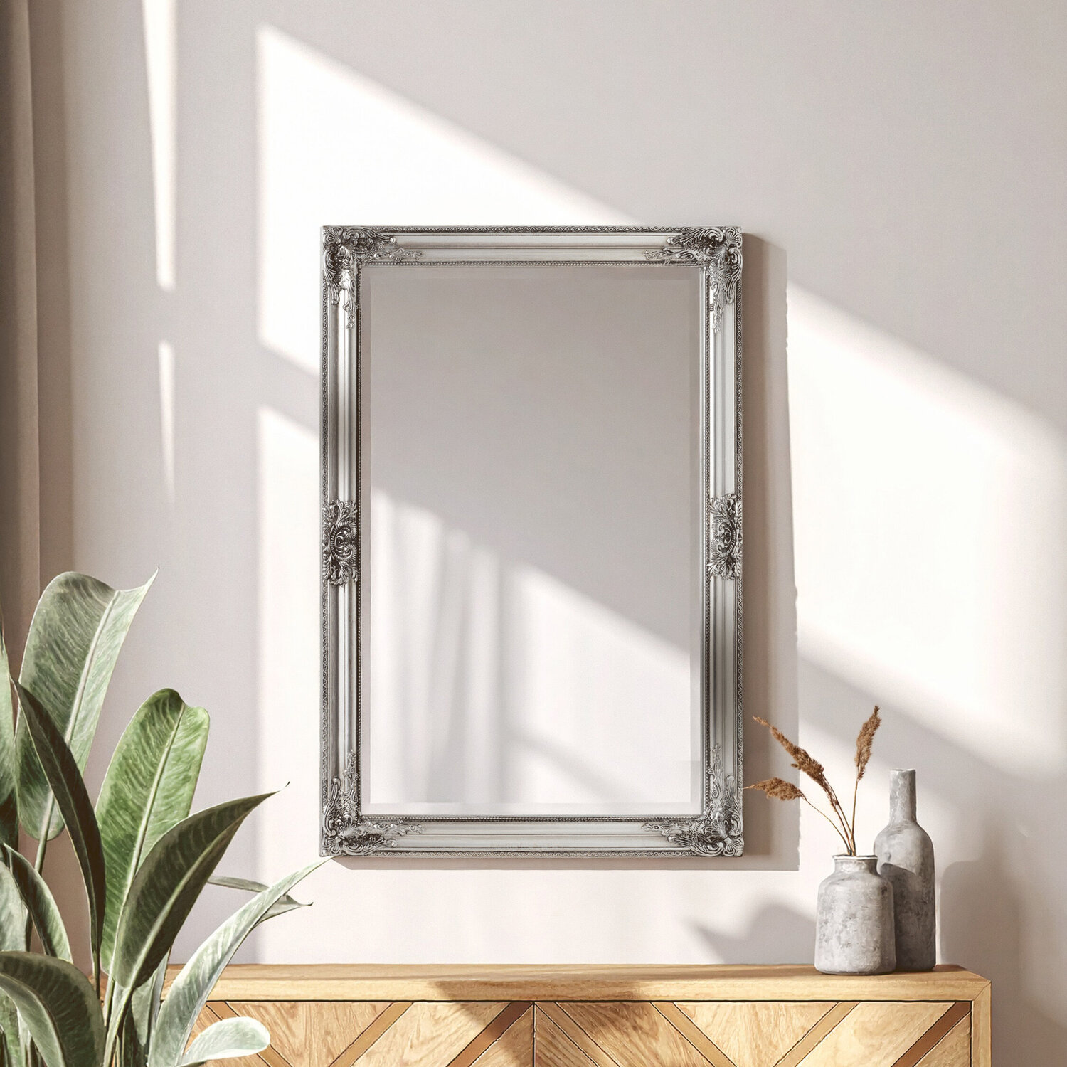Farran Gold Finish Geometric Wall Mirror - Silver