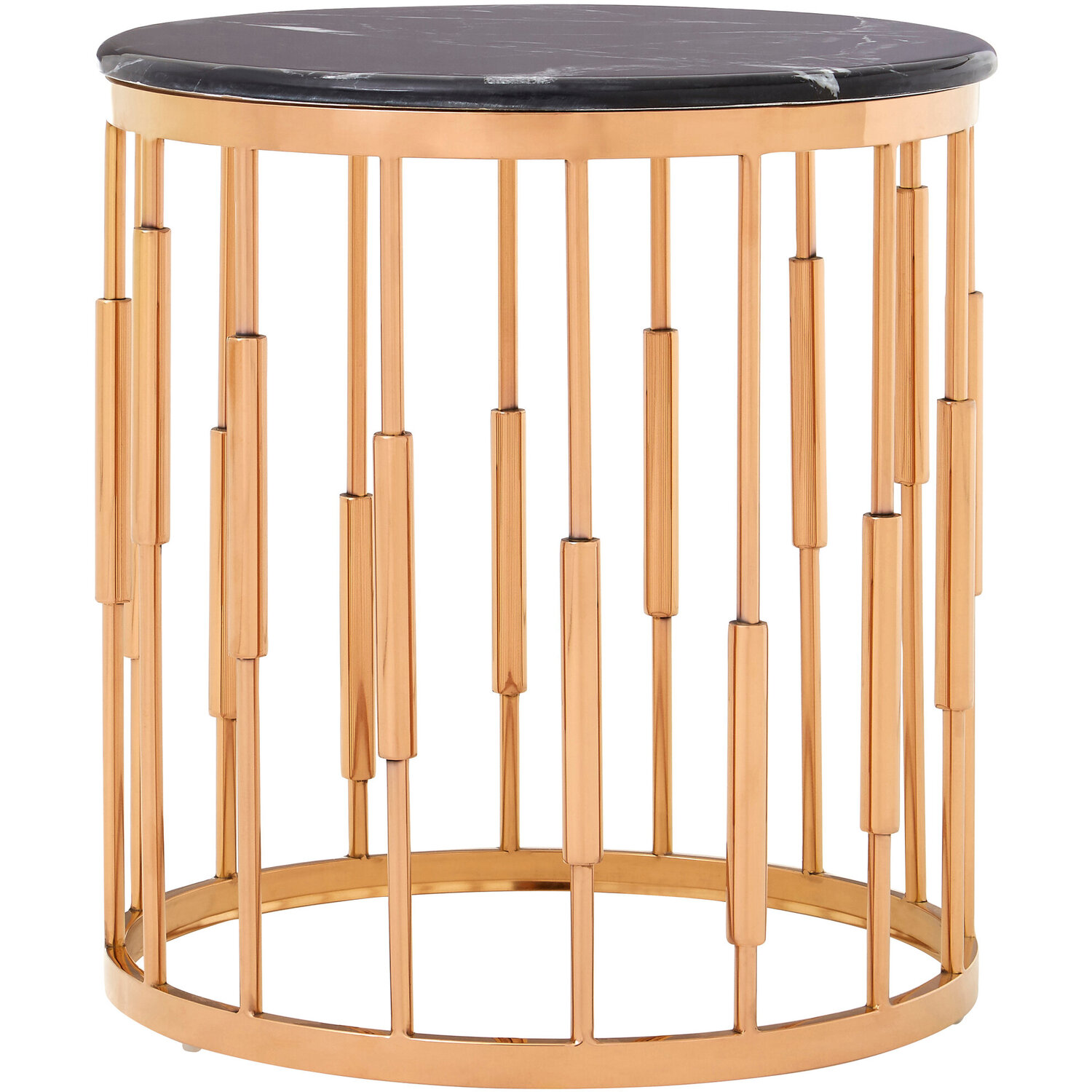 Alvaro Round Copper Finish Side Table - Gold