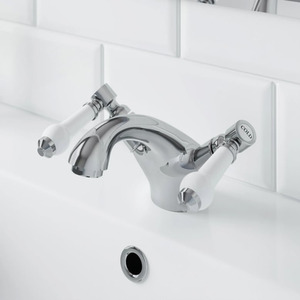 Traditional Basin Mixer Tap Sink Bathroom Monobloc Chrome Ceramic Lever Handles