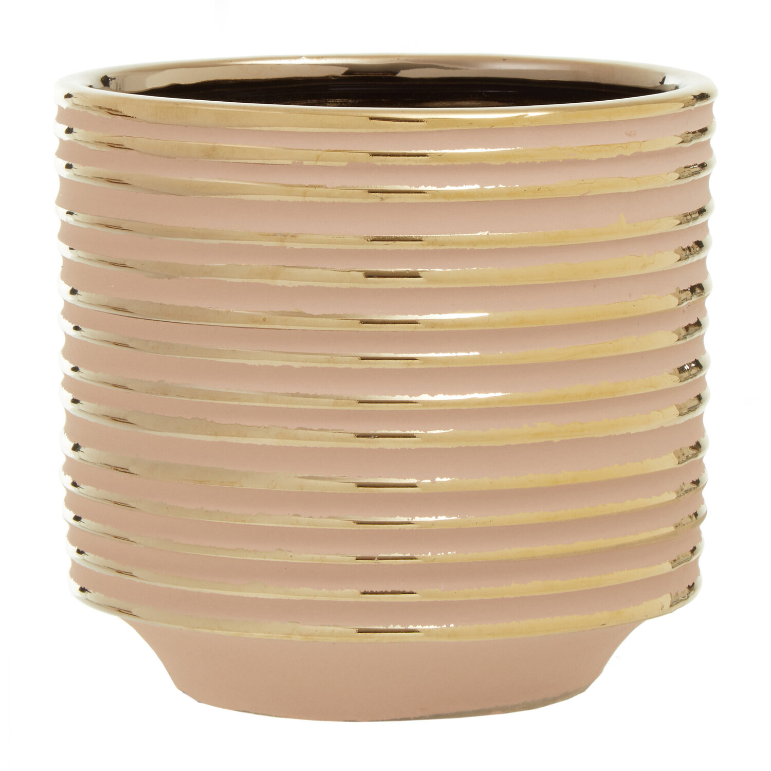 Haldis Blush Pink and Gold Large Ceramic Planter - Pink