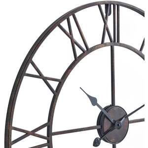 Minimalist Bronze Open Frame Wall Clock with Roman Numerals