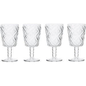 Fleur Set Of Four Clear Wine Glasses