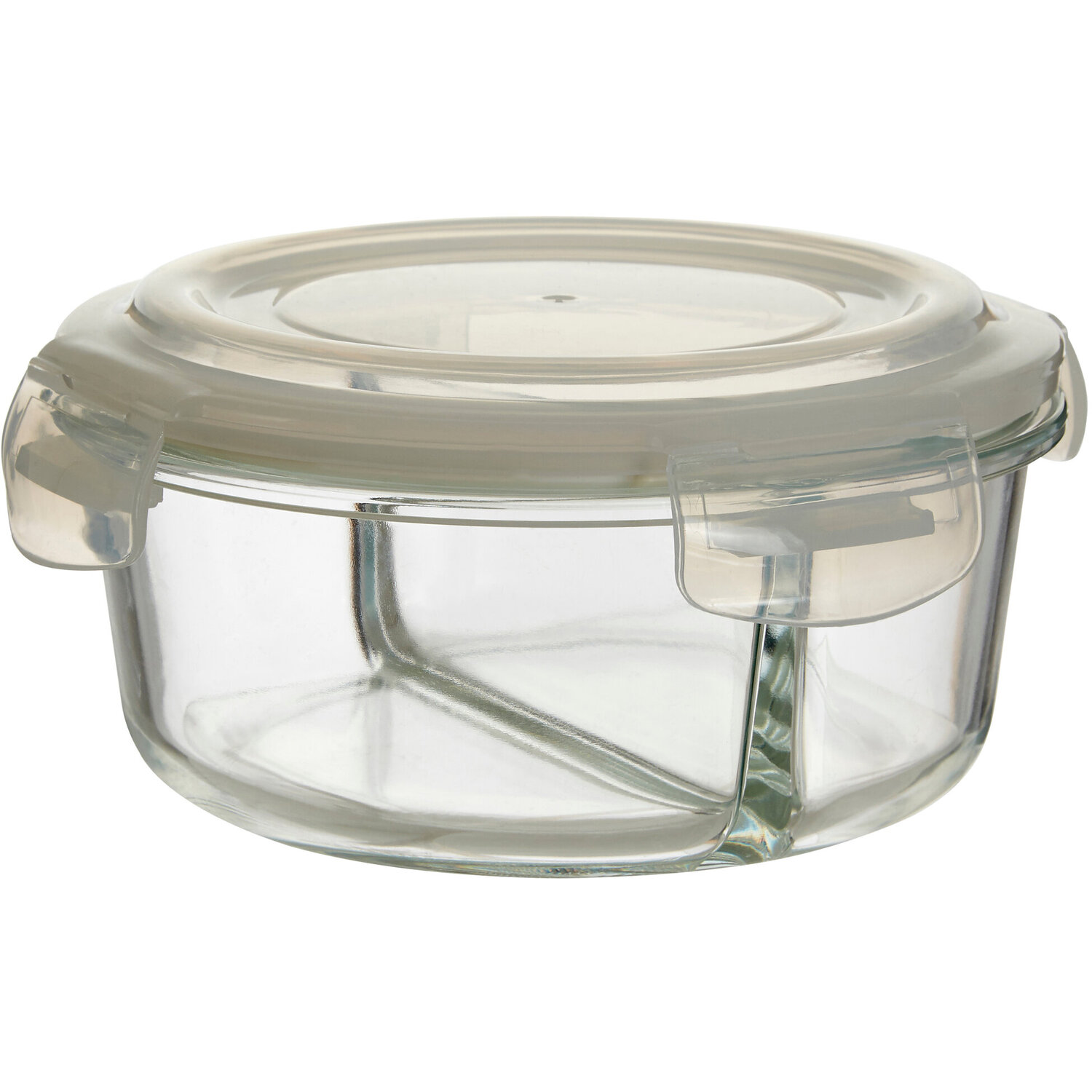 Freska 2 Section Round Glass Container With Lid 950 ml - Transparent